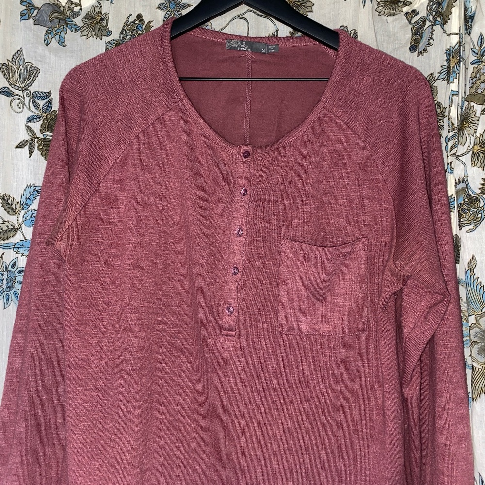 Prana S mauve linen long sleeve